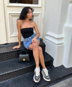 Dolce Vita DOLEN SNEAKERS WHITE BLACK WOVEN -Fashion Shoe Store dol bw 2