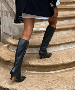 Dolce Vita AUGGIE BOOTS BLACK DRITAN LEATHER -Fashion Shoe Store gyra b