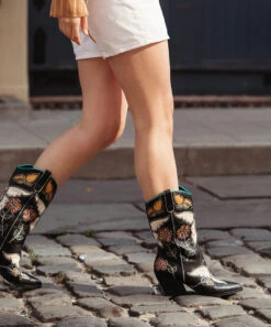 Dolce Vita LELOU BOOTS BLACK MULTI LEATHER -Fashion Shoe Store lel b 1