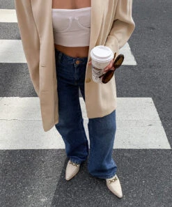 SIDON FLATS IVORY EMBOSSED LEATHER -Fashion Shoe Store sidon i 2