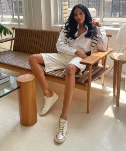 ZINA SNEAKERS WHITE GOLD LEATHER -Fashion Shoe Store zina gold 2